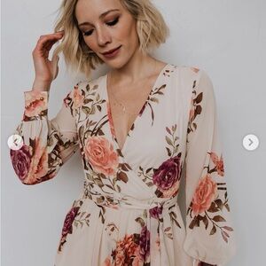 Baltic Born Floral Long Sleeve Dress - Cream and Purple Easter dress